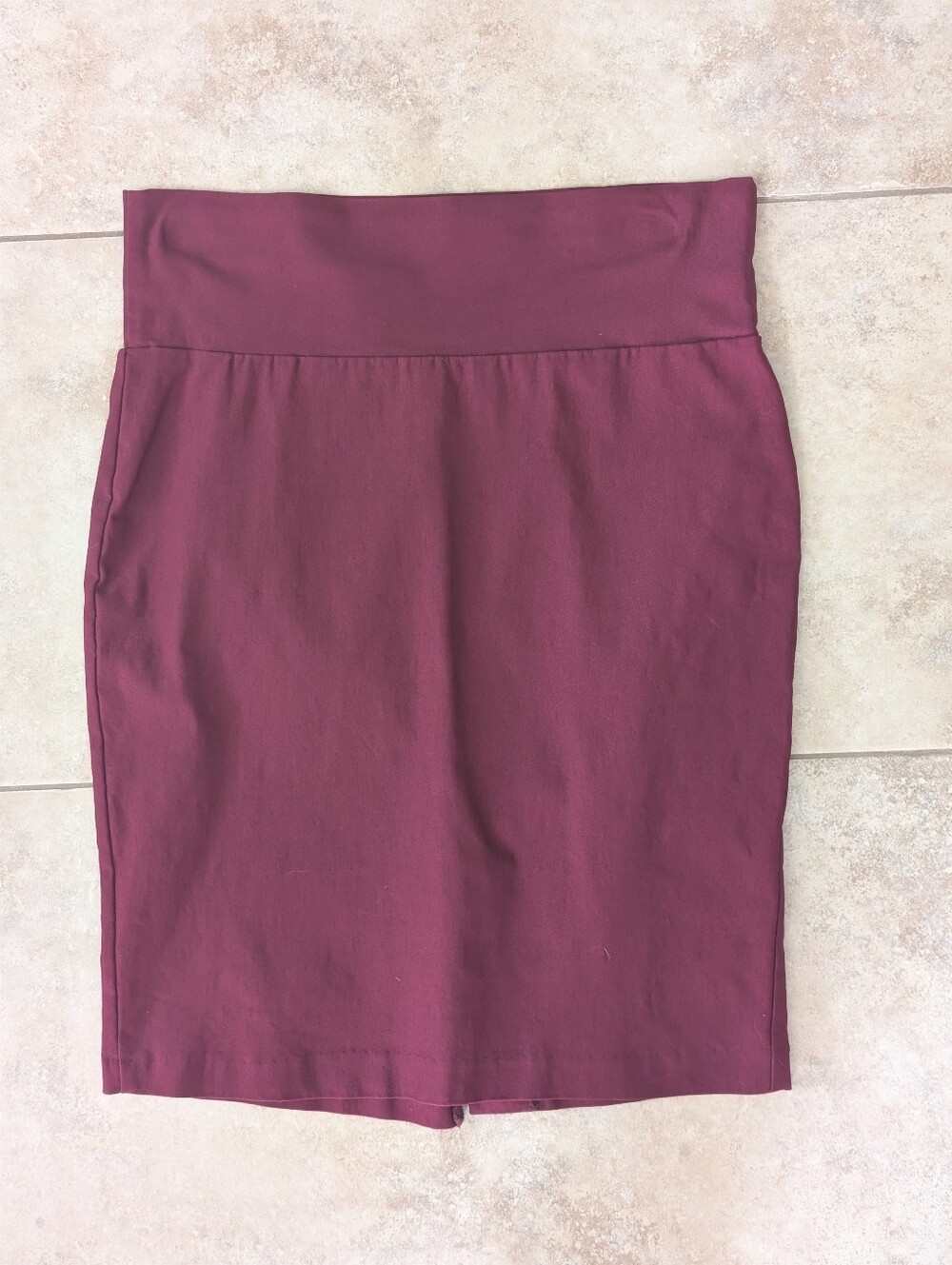 Burgundy Stretchy Pencil Skirt